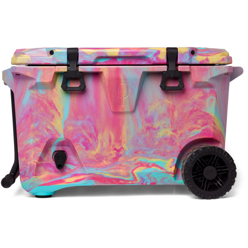 Br Tank 55-Quart Rolling Cooler | Rainbow Swirl - Camp Storage