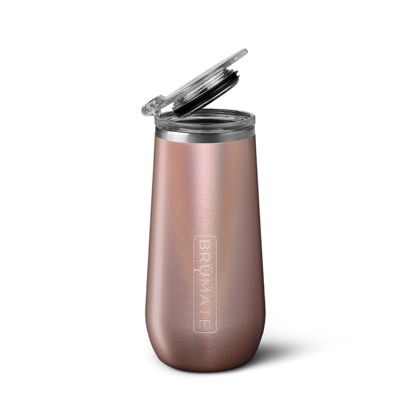 Champagne Flute | Glitter Rose Gold | 12oz - Bright Drinkware